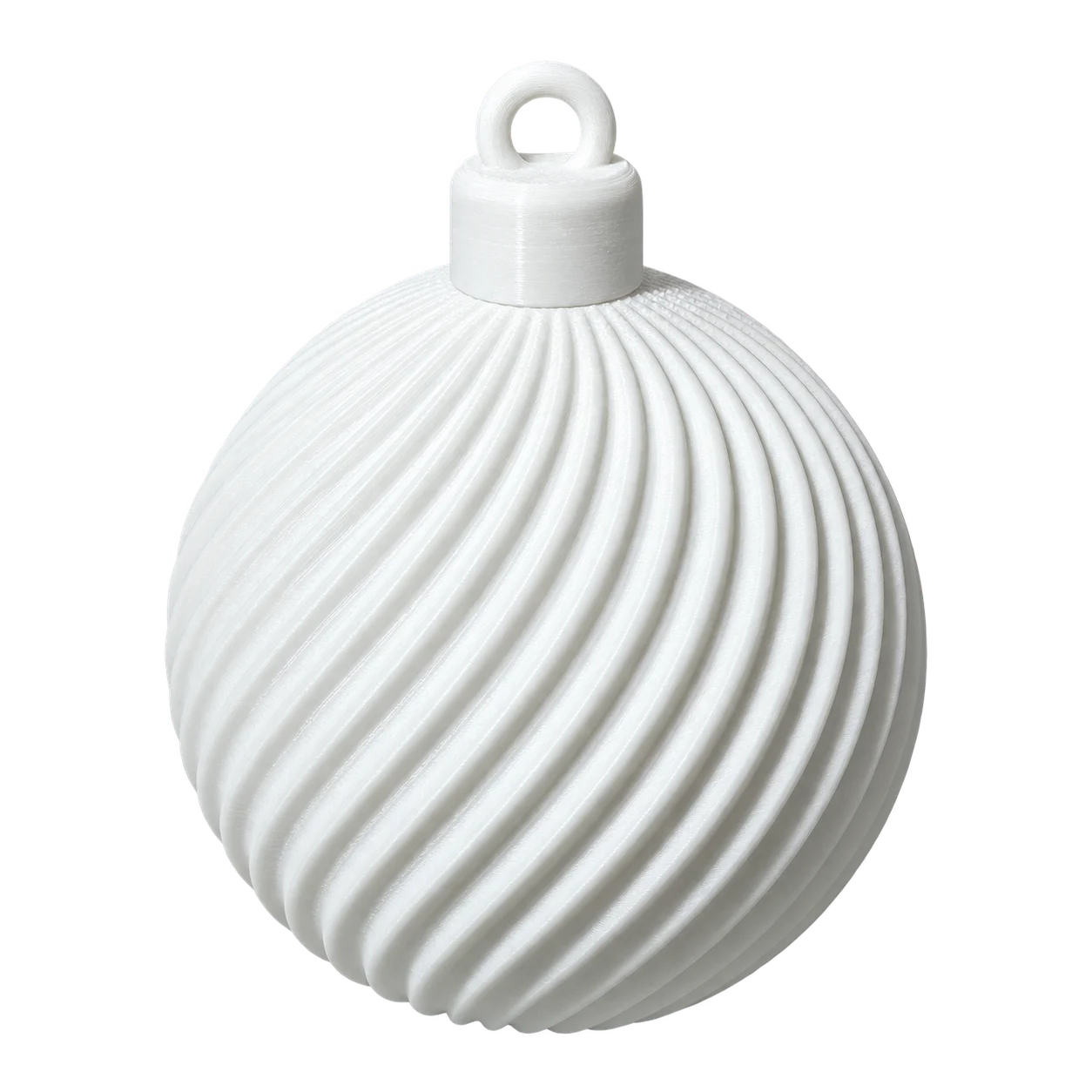 White Spiral Christmas Bauble — full product view